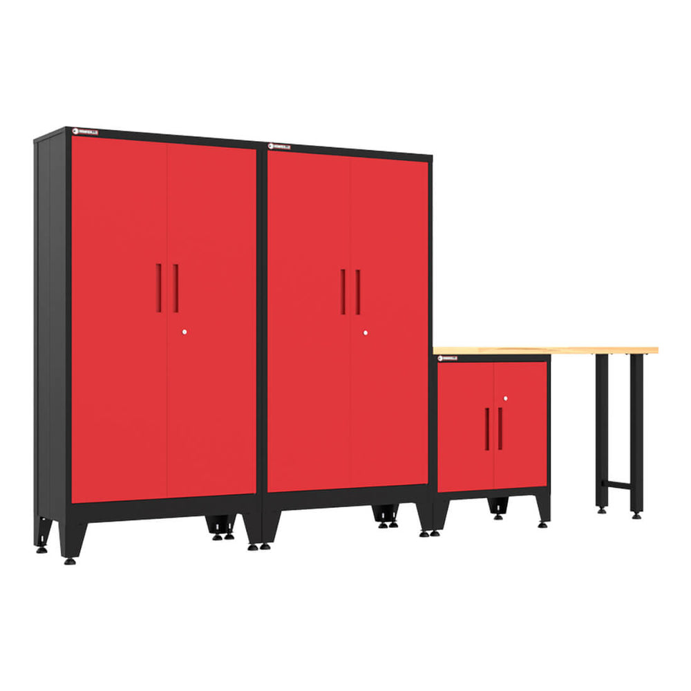Armadillo Tough Red 4-Piece Garage Cabinet Set with Levelers-AR4PC137R-Garage Giant