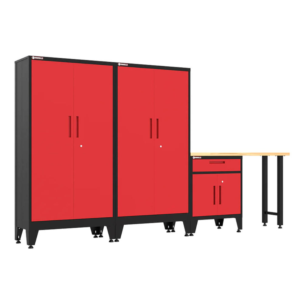 Armadillo Tough Red 4-Piece Garage Cabinet Set with Levelers-AR4PC138R-Garage Giant