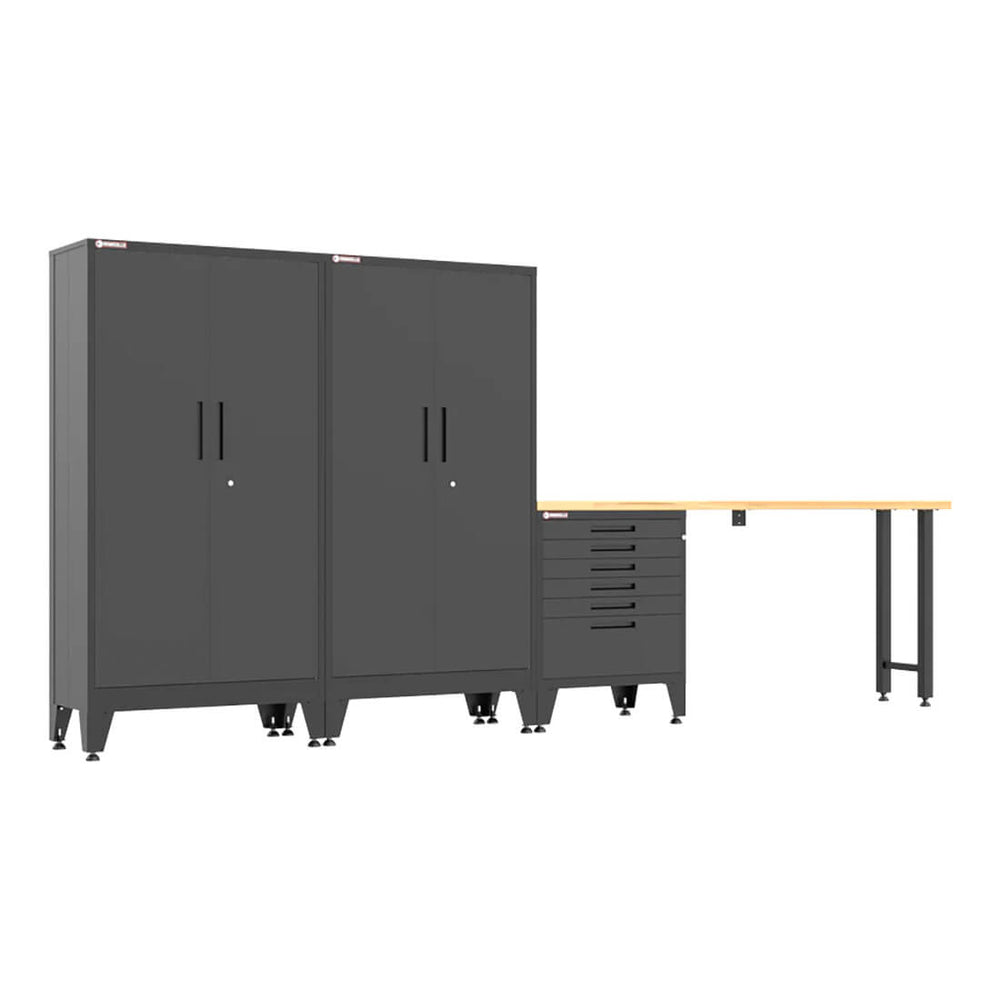 Armadillo Tough Black 4-Piece Garage Cabinet Set with Levelers-AR4PC139B-Garage Giant