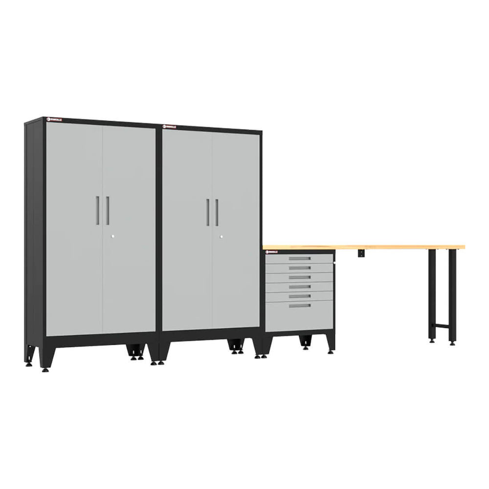 Armadillo Tough Grey 4-Piece Garage Cabinet Set with Levelers-AR4PC139G-Garage Giant