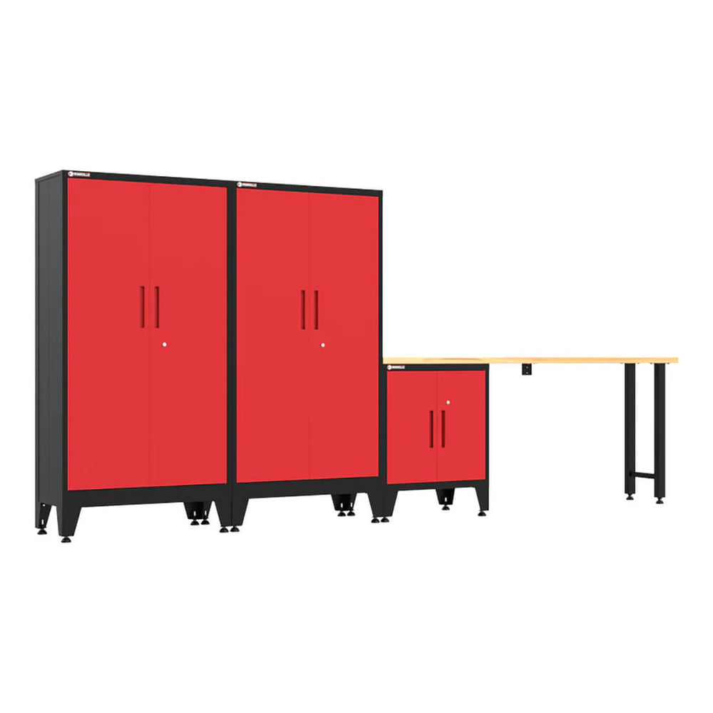 Armadillo Tough Red 4-Piece Garage Cabinet Set with Levelers-AR4PC140R-Garage Giant
