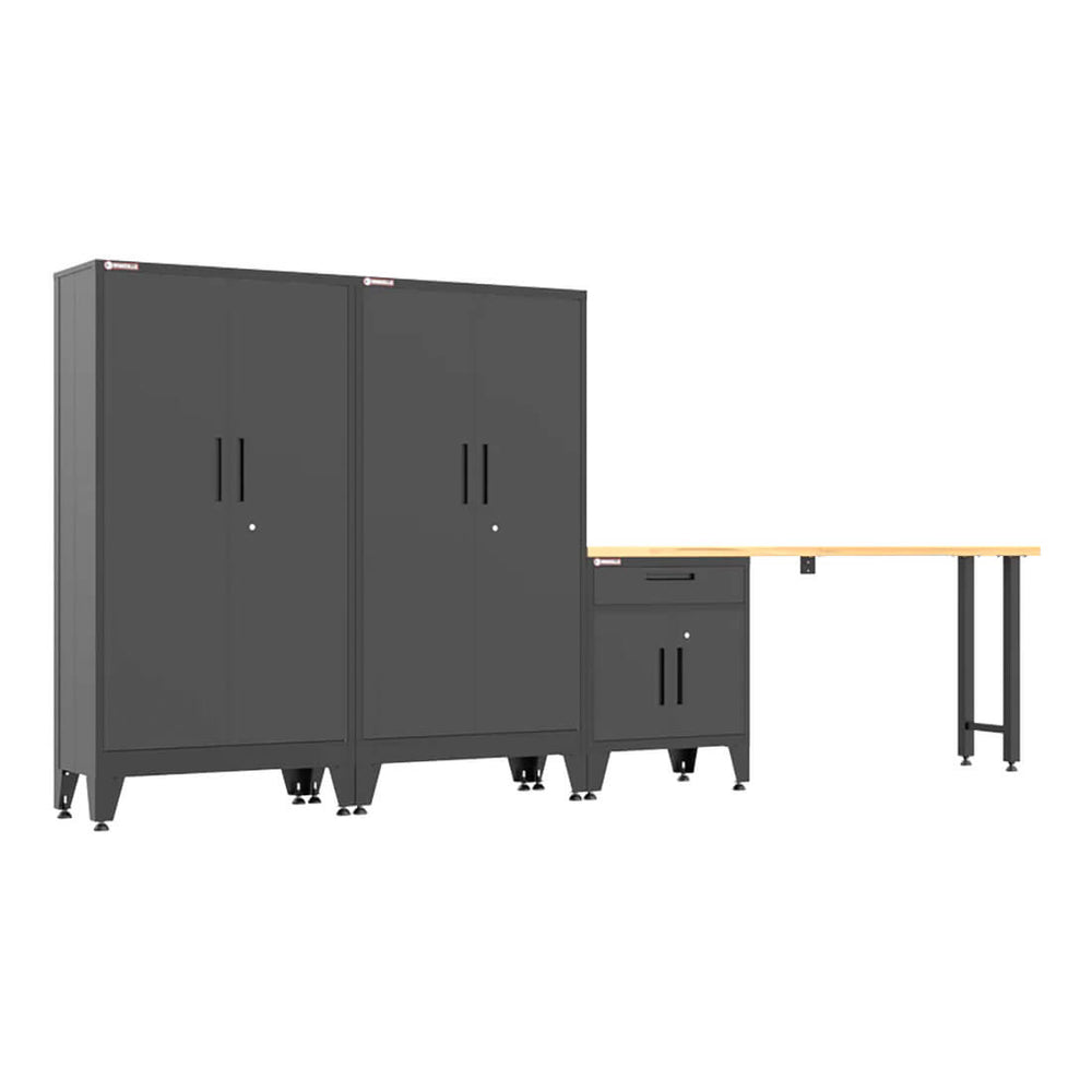 Armadillo Tough Black 4-Piece Garage Cabinet Set with Levelers-AR4PC141B-Garage Giant