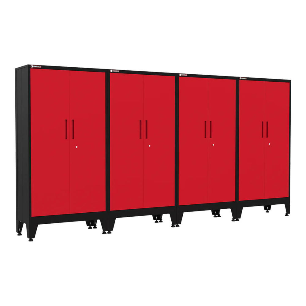 Armadillo Tough Red Gear Locker Tall Cabinet (4-Pack)-AR4PC32R-Garage Giant