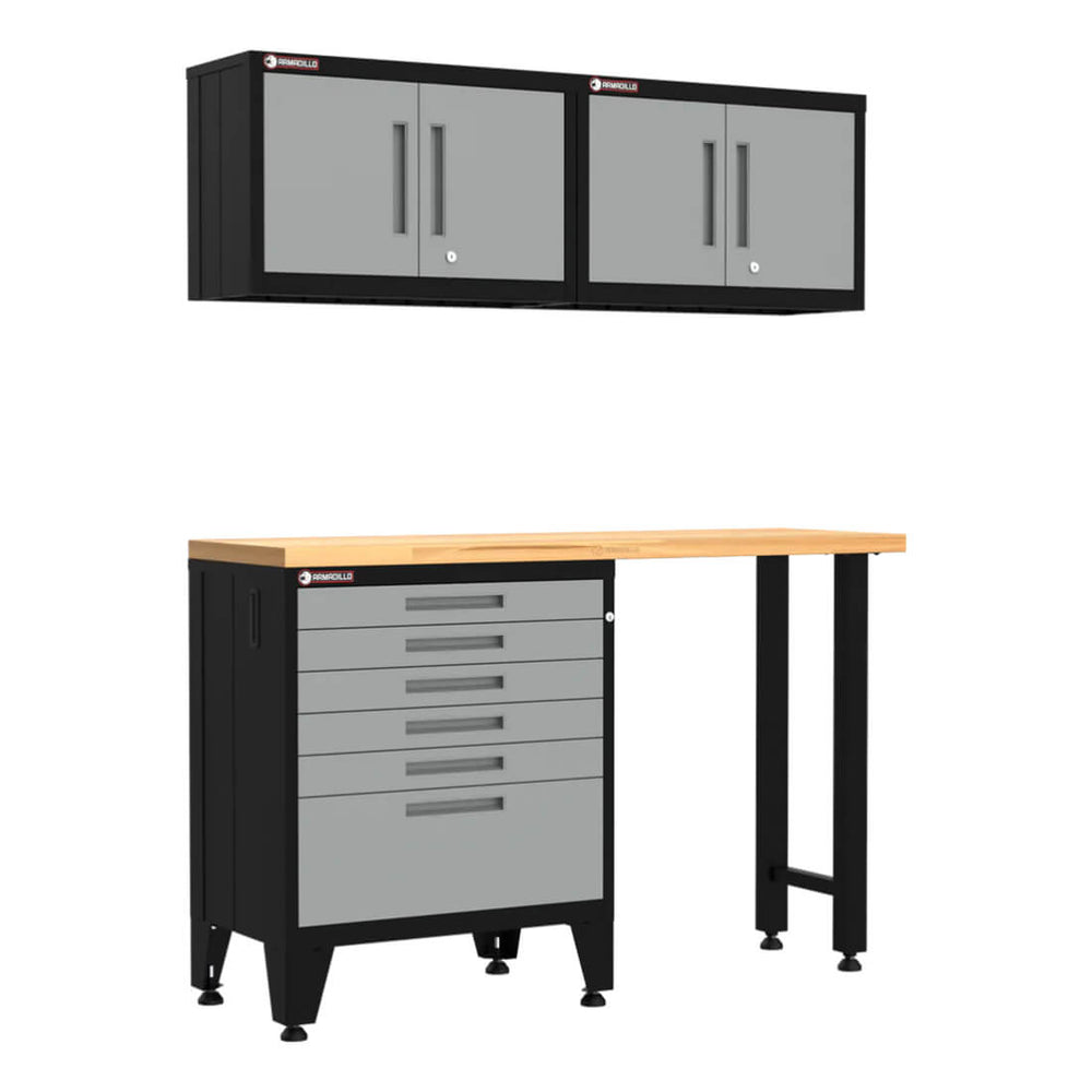 Armadillo Tough Grey 4-Piece Garage Cabinet System with Levelers-AR4PC38G-Garage Giant