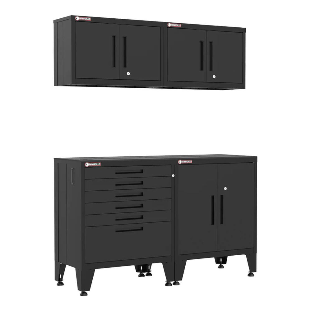 Armadillo Tough Black 4-Piece Garage Cabinet Storage Solution with Levelers-AR4PC74B-Garage Giant