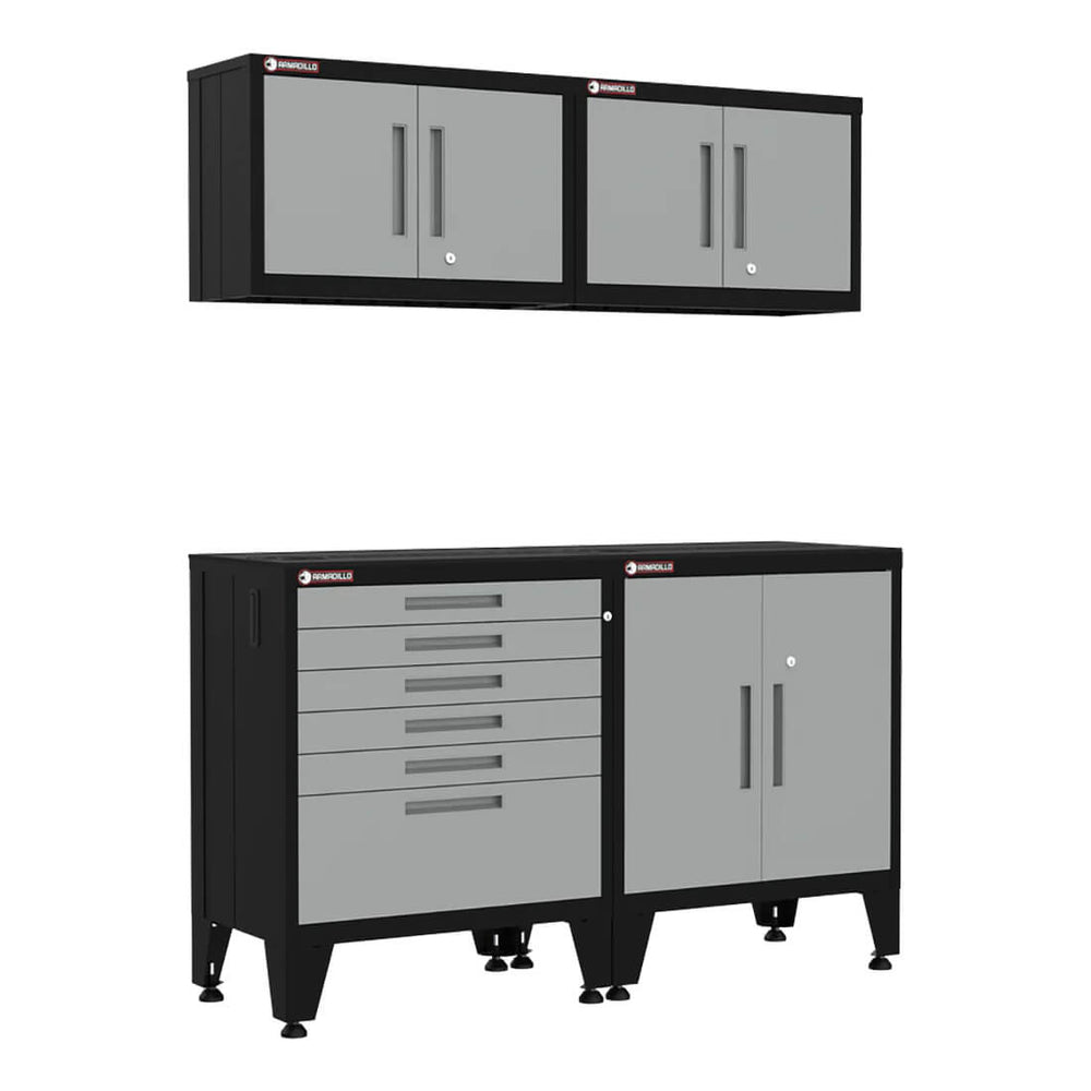 Armadillo Tough Grey 4-Piece Garage Cabinet Storage Solution with Levelers-AR4PC74G-Garage Giant