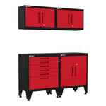 Armadillo Tough Red 4-Piece Garage Cabinet Storage Solution with Levelers-AR4PC74R-Garage Giant 