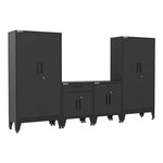 Armadillo Tough Black 4-Piece Garage Cabinet Kit with Levelers and Casters-AR4PC77B-Garage Giant 