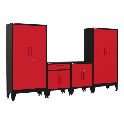 Armadillo Tough Red 4-Piece Garage Cabinet Kit with Levelers and Casters-AR4PC77R-Garage Giant