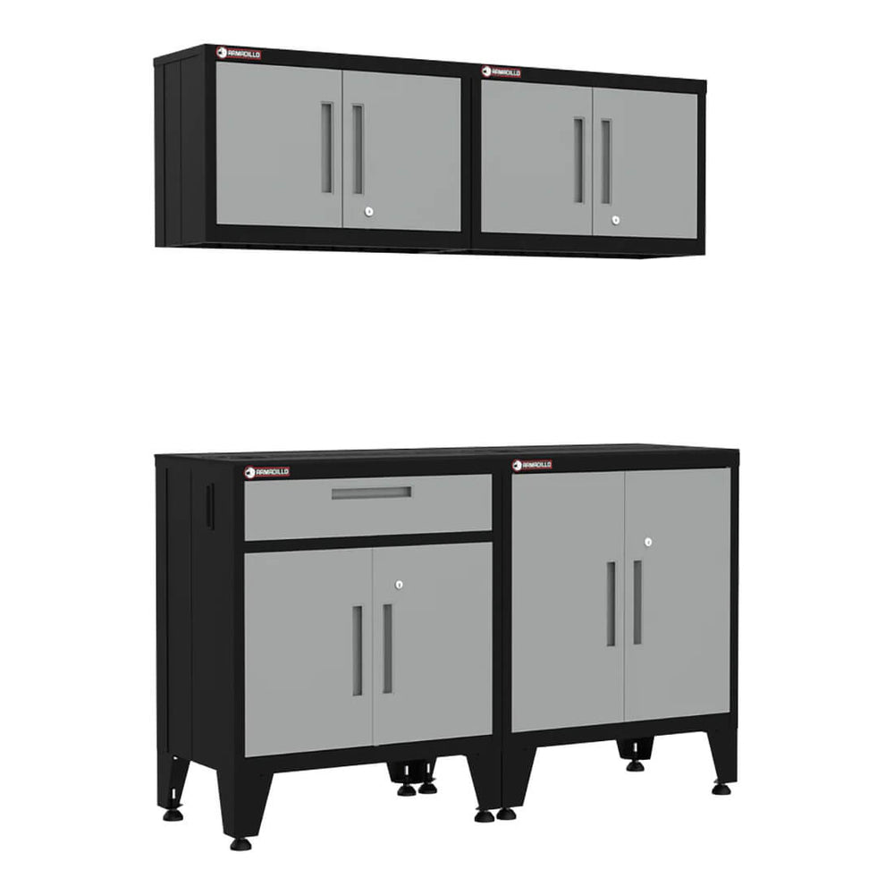 Armadillo Tough Grey 4-Piece Garage Cabinet Storage System with Levelers-AR4PC81G-Garage Giant