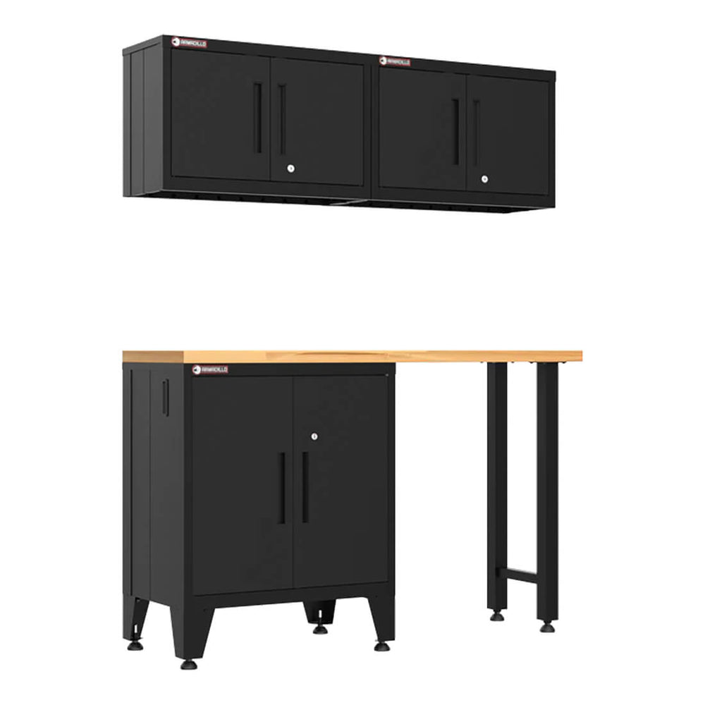 Armadillo Tough Black 4-Piece Garage Cabinet Set with Leveling Feet-AR4PC85B-Garage Giant