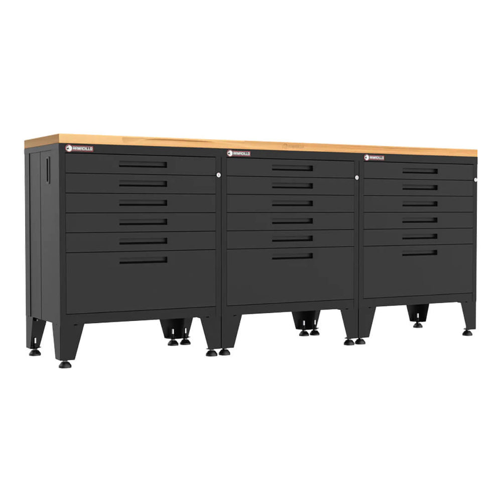 Armadillo Tough Black 4-Piece Garage Cabinet Setup with Leveling Feet-AR4PC87B-Garage Giant