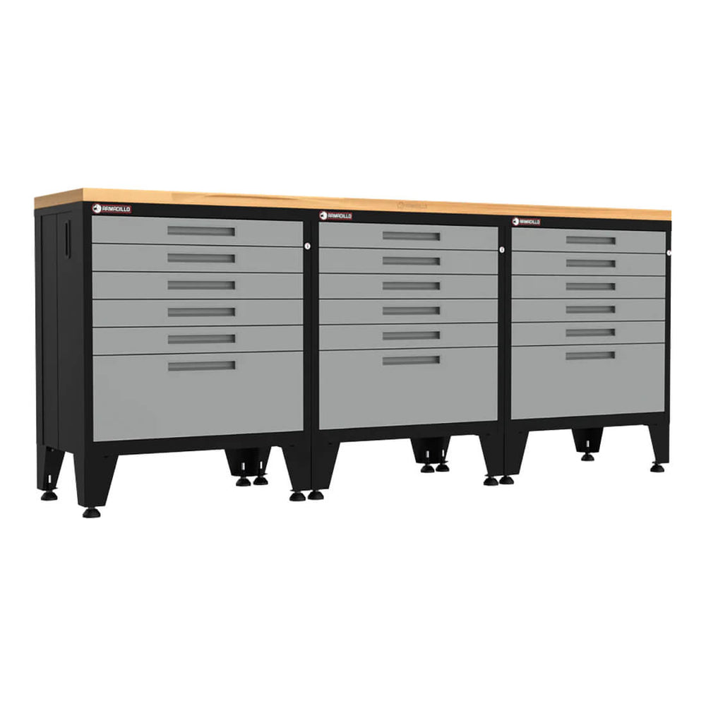 Armadillo Tough Grey 4-Piece Garage Cabinet Setup with Leveling Feet-AR4PC87G-Garage Giant