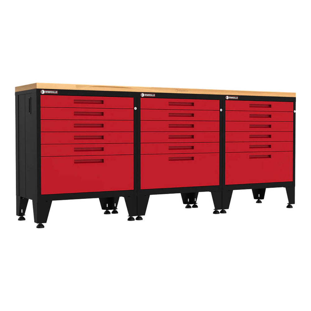 Armadillo Tough Red 4-Piece Garage Cabinet Setup with Leveling Feet-AR4PC87R-Garage Giant