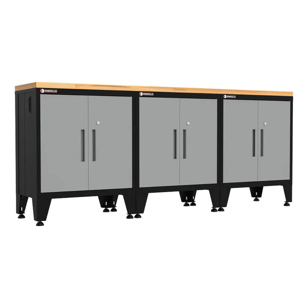 Armadillo Tough Grey 4-Piece Garage Cabinet Kit with Leveling Feet-AR4PC88G-Garage Giant