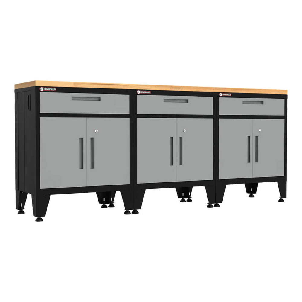 Armadillo Tough Grey 4-Piece Garage Cabinet Combo with Leveling Feet-AR4PC89G-Garage Giant