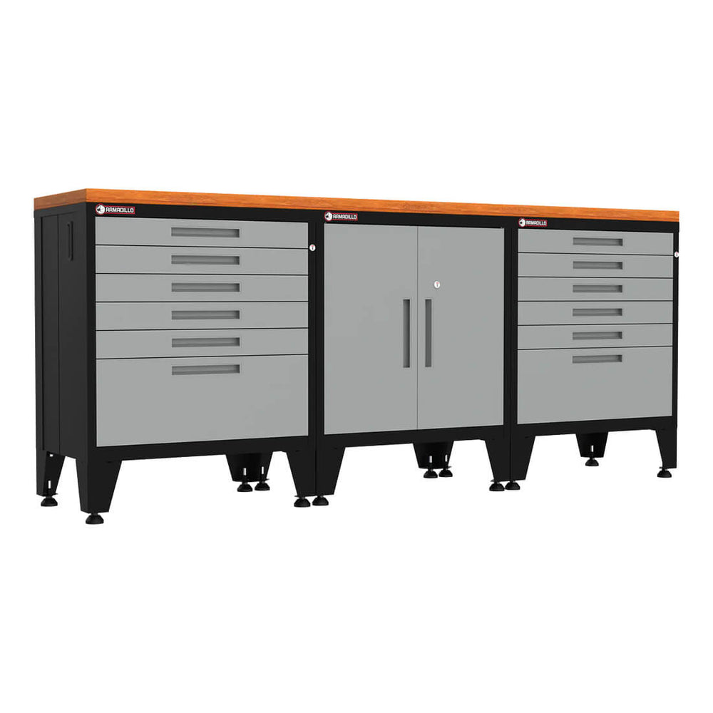 Armadillo Tough Grey 4-Piece Garage Cabinet Set with Levelers-AR4PC9G-Garage Giant