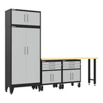 Armadillo Tough Grey 5-Piece Garage Cabinet Set with Levelers and Casters 