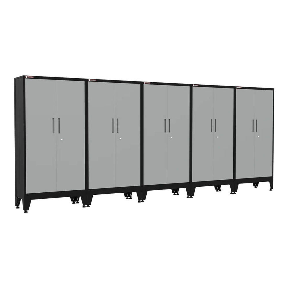 Armadillo Tough Grey Gear Locker Tall Cabinet (5-Pack)-AR5PC33G-Garage Giant