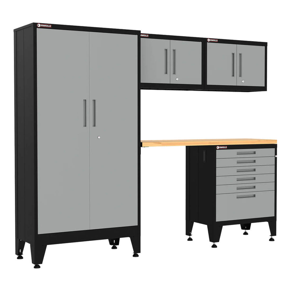 Armadillo Tough Grey 5-Piece Garage Cabinet Kit with Levelers-AR5PC39G-Garage Giant