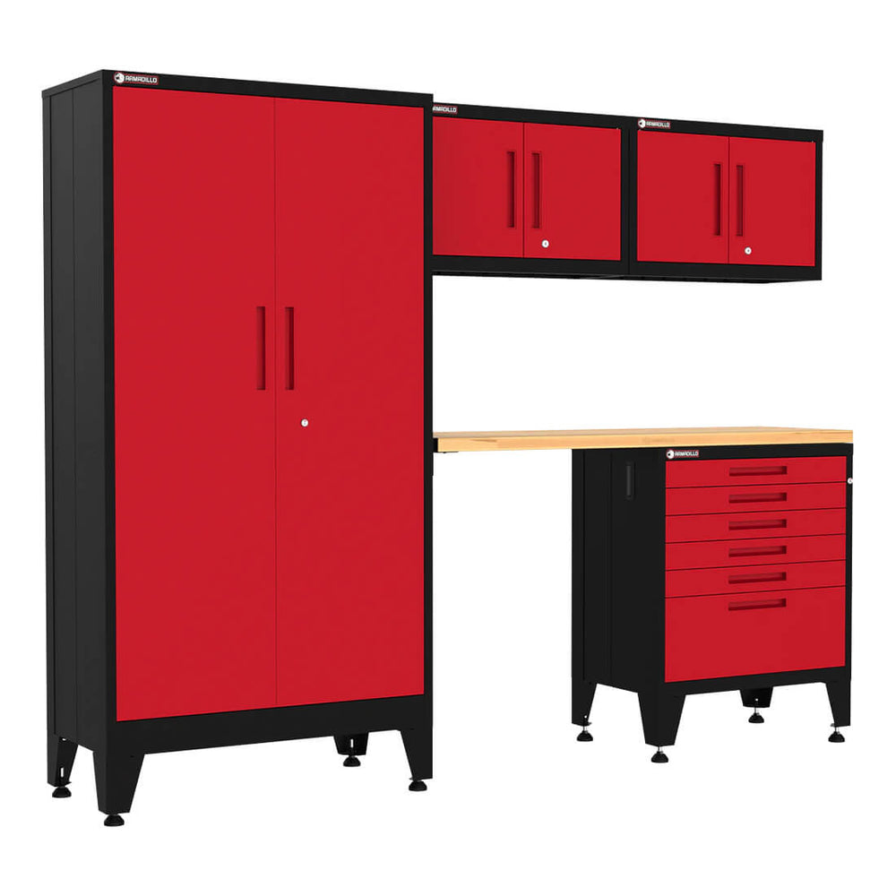 Armadillo Tough Red 5-Piece Garage Cabinet Kit with Levelers-AR5PC39R-Garage Giant
