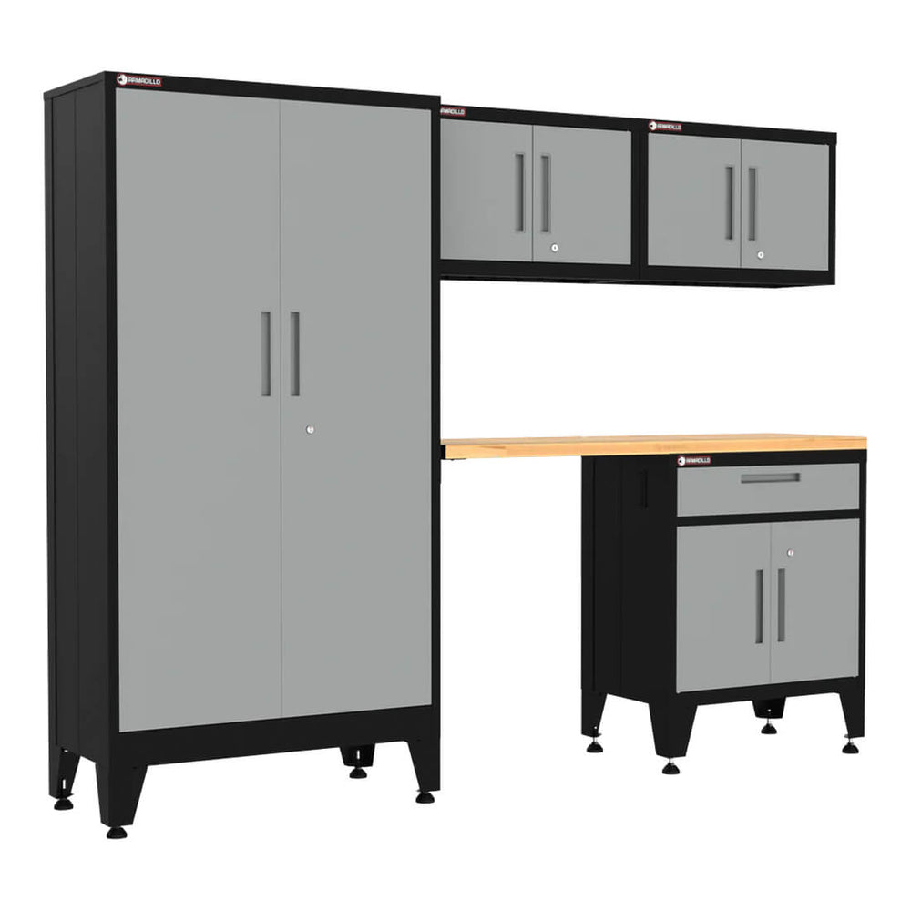 Armadillo Tough Grey 5-Piece Garage Cabinet Configuration with Levelers-AR5PC41G-Garage Giant