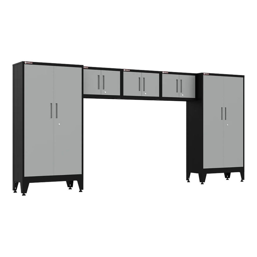 Armadillo Tough Grey 5-Piece Garage Cabinet Storage Solution with Levelers-AR5PC68G-Garage Giant
