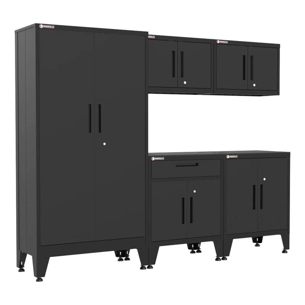 Armadillo Tough Black 5-Piece Garage Cabinet Combo with Levelers-AR5PC73B-Garage Giant