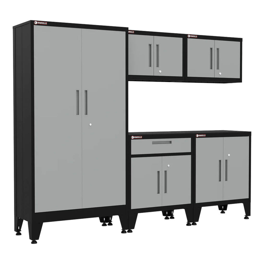 Armadillo Tough Grey 5-Piece Garage Cabinet Combo with Levelers-AR5PC73G-Garage Giant