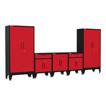Armadillo Tough Red 5-Piece Garage Cabinet Kit with Levelers and Casters-AR5PC78R-Garage Giant 