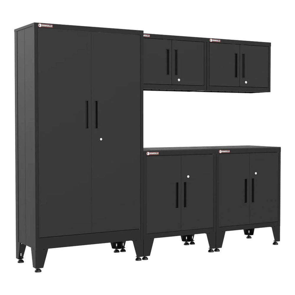 Armadillo Tough Black 5-Piece Garage Cabinet Storage System with Levelers-AR5PC80B-Garage Giant