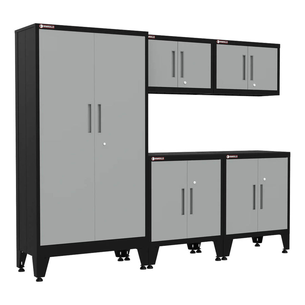 Armadillo Tough Grey 5-Piece Garage Cabinet Storage System with Levelers-AR5PC80G-Garage Giant