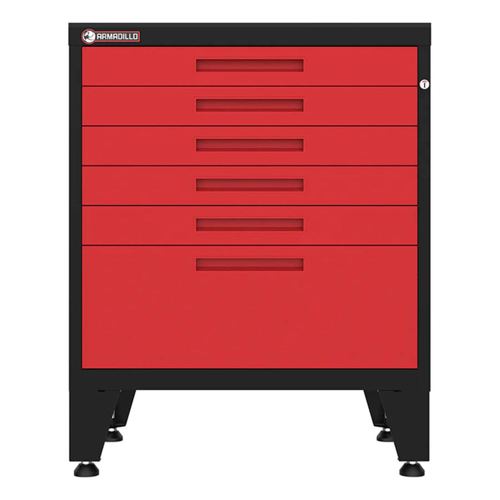 Armadillo Tough Red 6-Drawer Tool Cabinet with Rubber Work Mat-AR6DR28BR-Garage Giant