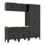 Armadillo Tough Black 7-Piece Garage Cabinet Set with Levelers 