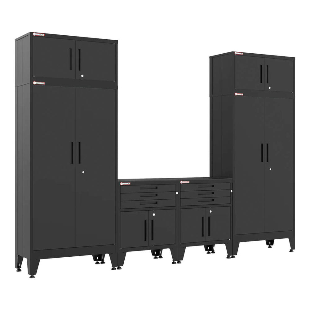 Armadillo Tough Black 6-Piece Garage Cabinet System with Levelers