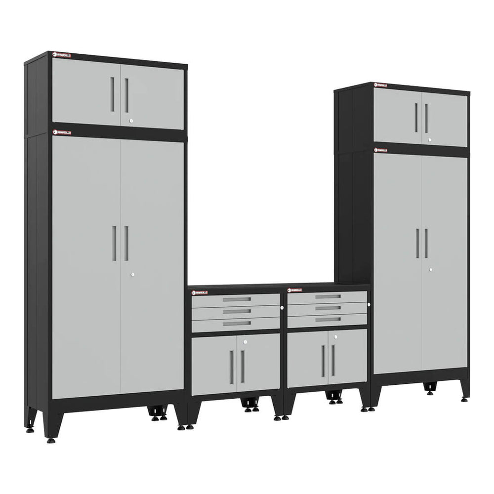 Armadillo Tough Grey 6-Piece Garage Cabinet System with Levelers