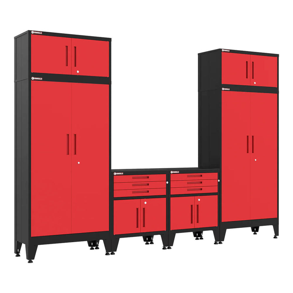 Armadillo Tough Red 6-Piece Garage Cabinet System with Levelers