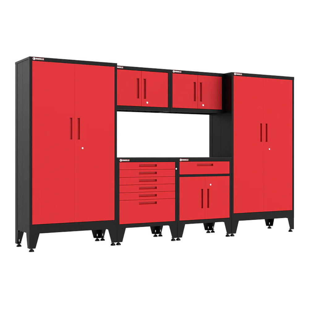 Armadillo Tough Red 6-Piece Garage Cabinet Set with Levelers