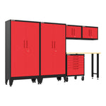 Armadillo Tough Red 6-Piece Garage Cabinet Set with Levelers and Casters-AR6PC143R-Garage Giant 