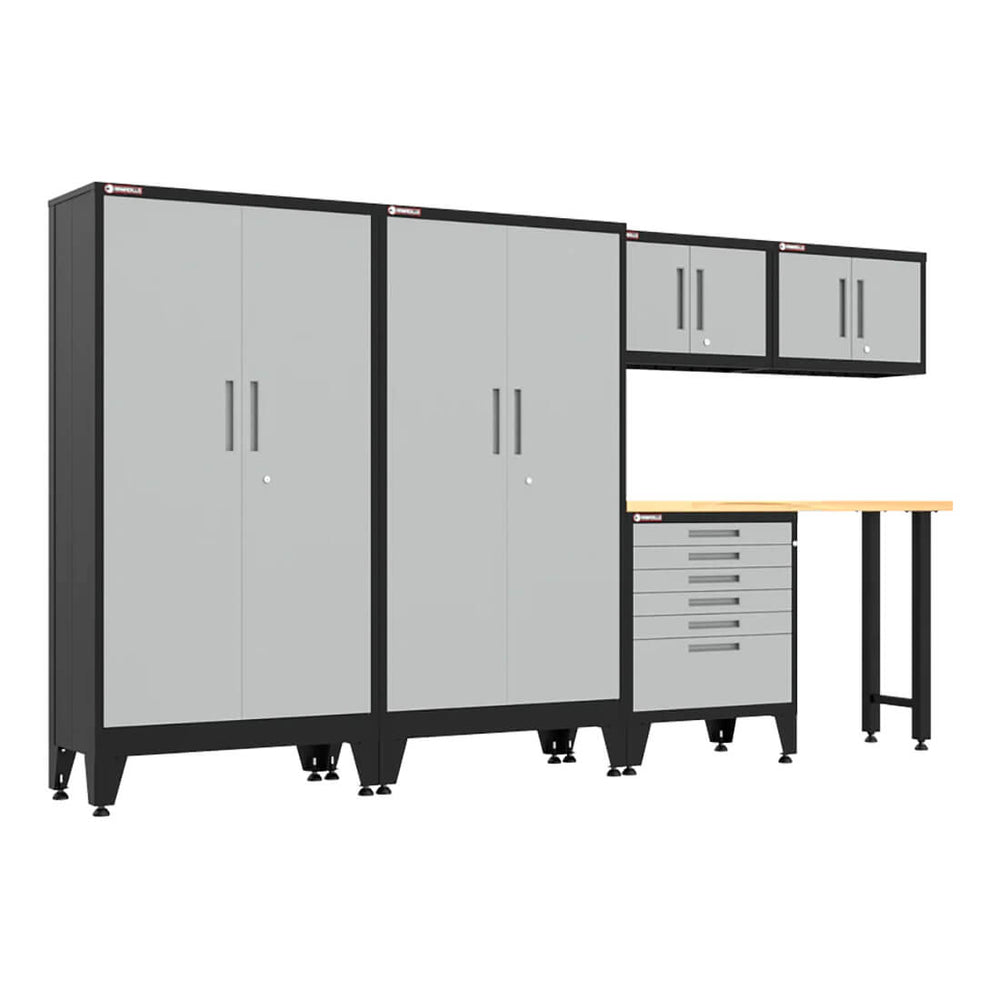 Armadillo Tough Grey 6-Piece Garage Cabinet Set with Levelers-AR6PC144G-Garage Giant