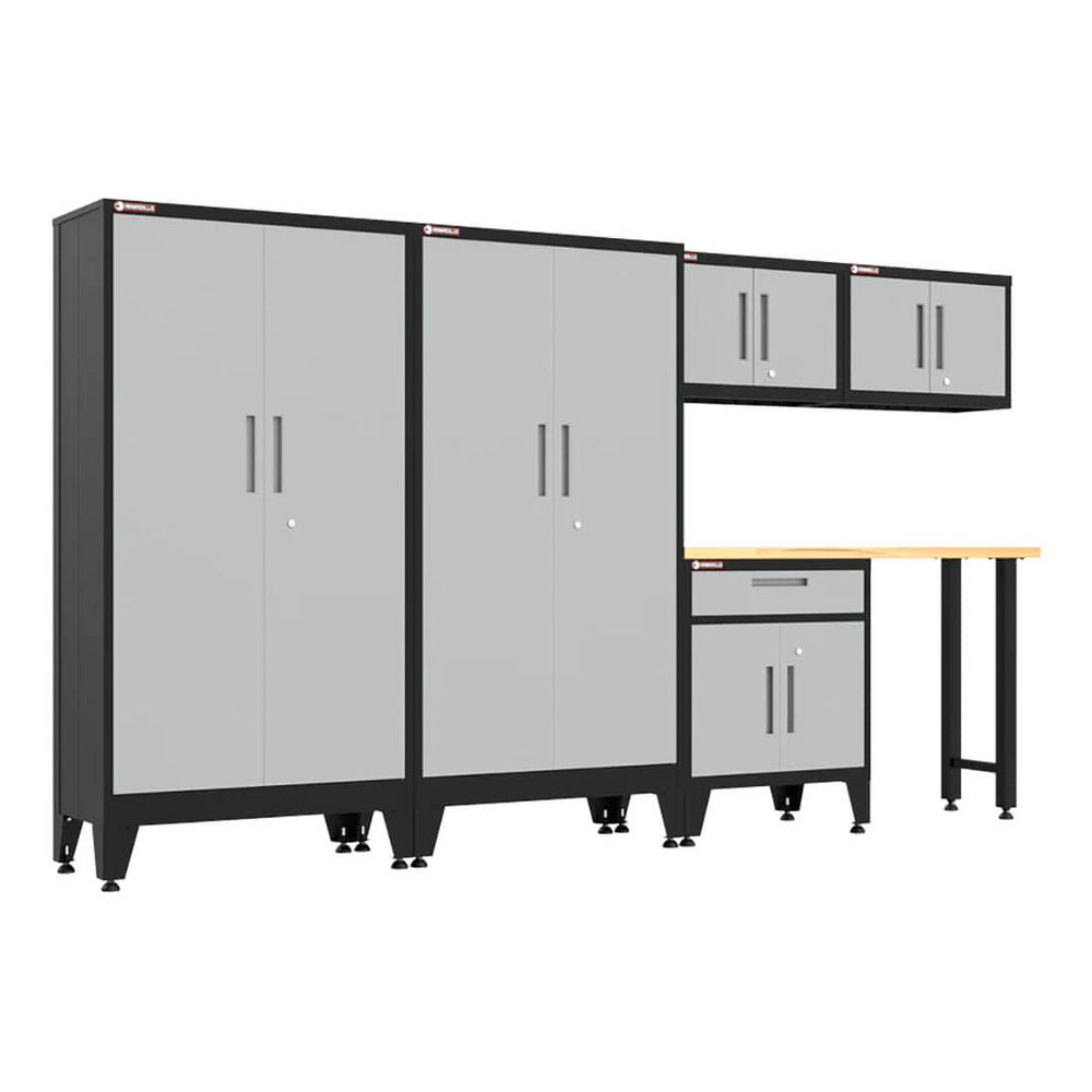 Armadillo Tough Grey 6-Piece Garage Cabinet Set with Levelers-AR6PC145G-Garage Giant