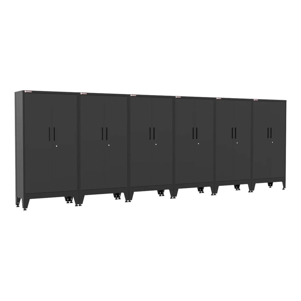 Armadillo Tough Black Gear Locker Tall Cabinet (6-Pack)-AR6PC34B-Garage Giant