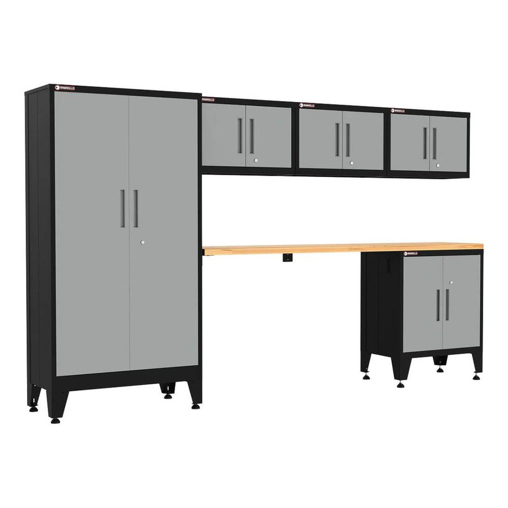 Armadillo Tough Grey 6-Piece Garage Cabinet Setup with Levelers-AR6PC43G-Garage Giant