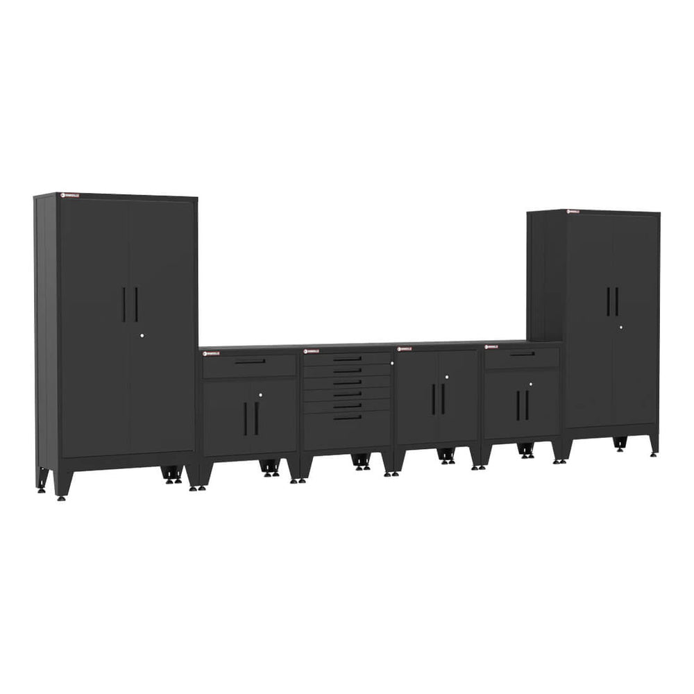 Armadillo Tough Black 6-Piece Garage Cabinet System with Levelers-AR6PC72B-Garage Giant