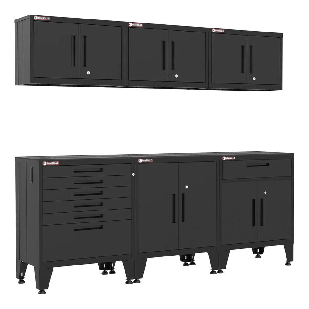 Armadillo Tough Black 6-Piece Garage Cabinet Storage Solution with Levelers-AR6PC75B-Garage Giant
