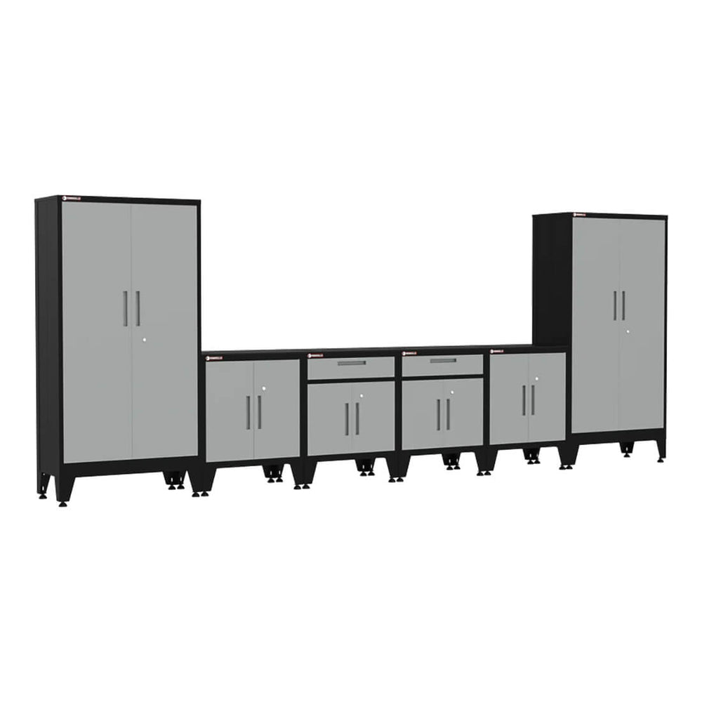 Armadillo Tough Grey 6-Piece Garage Cabinet Kit with Levelers and Casters-AR6PC79G-Garage Giant