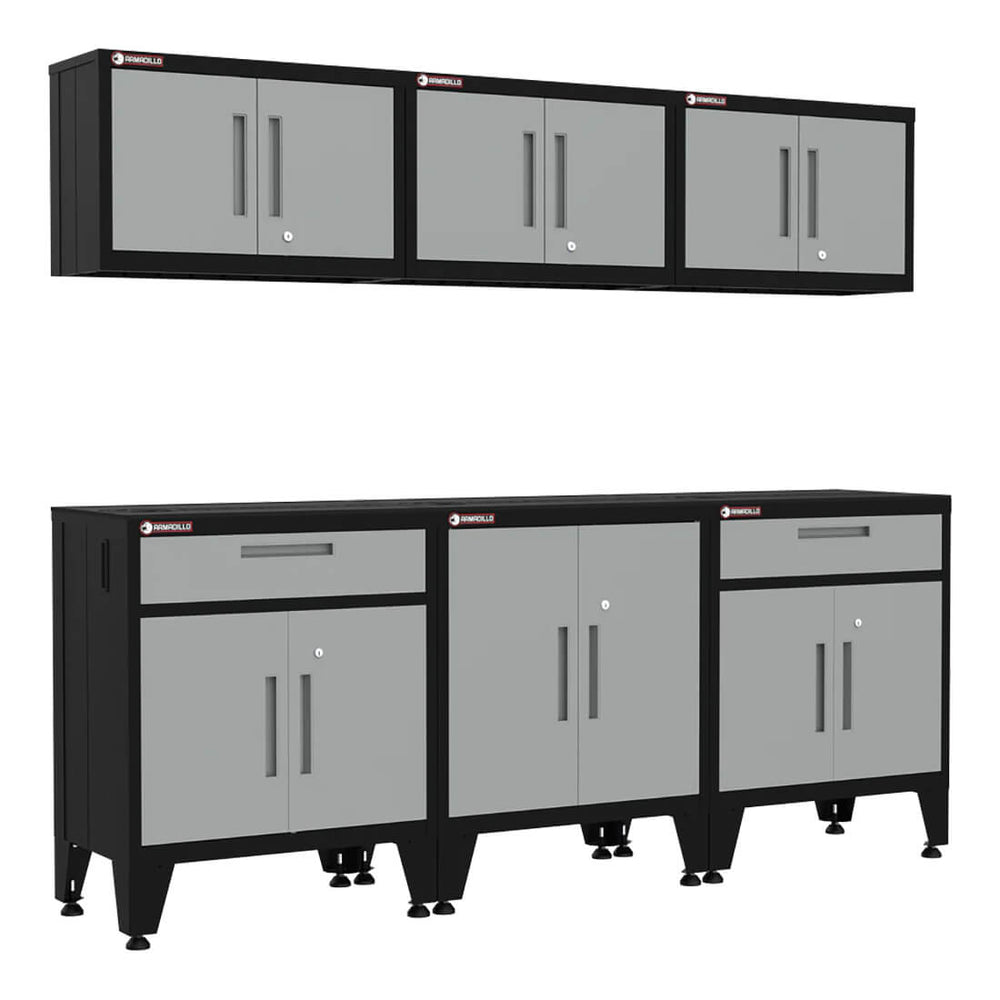 Armadillo Tough AR6PC82G Grey 6-Piece Garage Cabinet Style with
