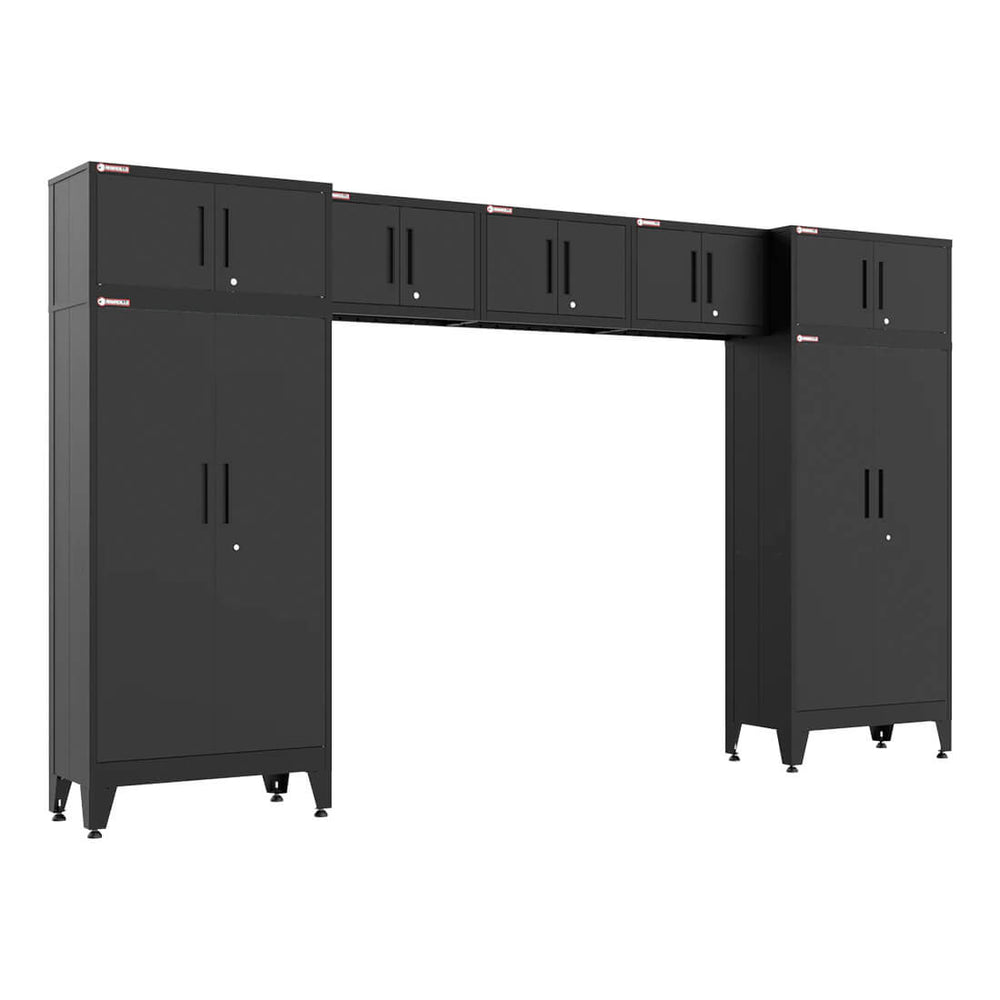 Armadillo Tough Black 7-Piece Garage Cabinet Set with Levelers