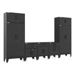 Armadillo Tough Black 7-Piece Garage Cabinet System with Levelers 