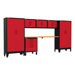Armadillo Tough Red 7-Piece Garage Cabinet Set with Levelers and Casters-AR7PC17R-Garage Giant 